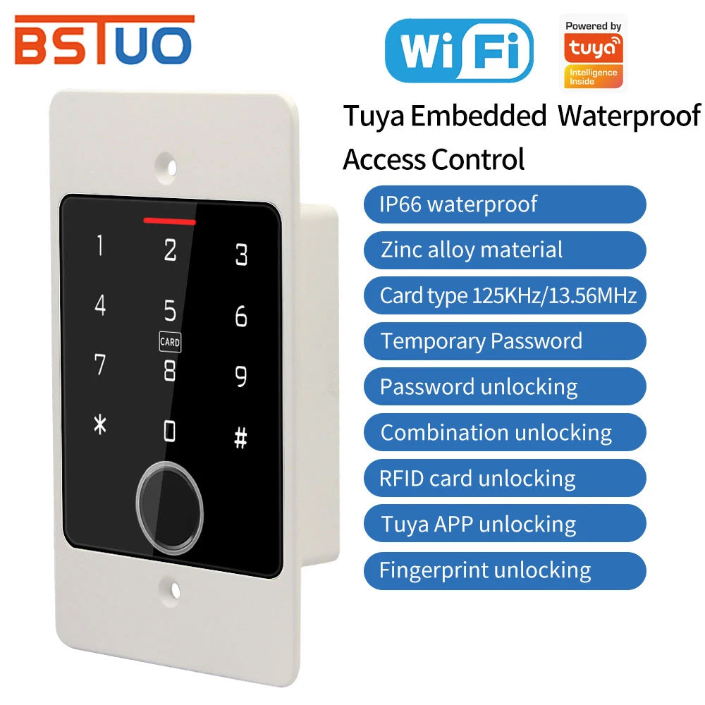support Tuya APP Wifi Recessed Keypad for Access Control System 125KHz EM Card Reader Waterproof Standalone Access Controller Vue