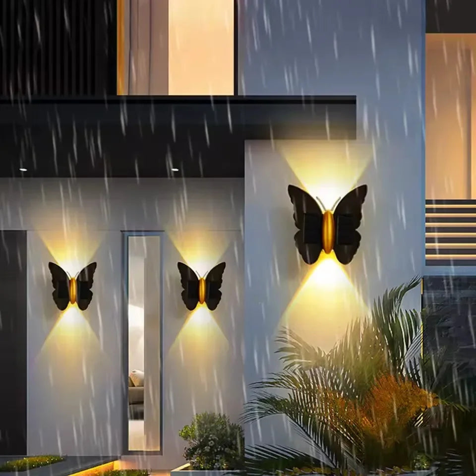 1-5PCS Solar Butterfly Wall Light IP65 Waterproof Modern Accent Lamp for Outdoor Stair Hallway Patio Balcony Garden Fence Vue