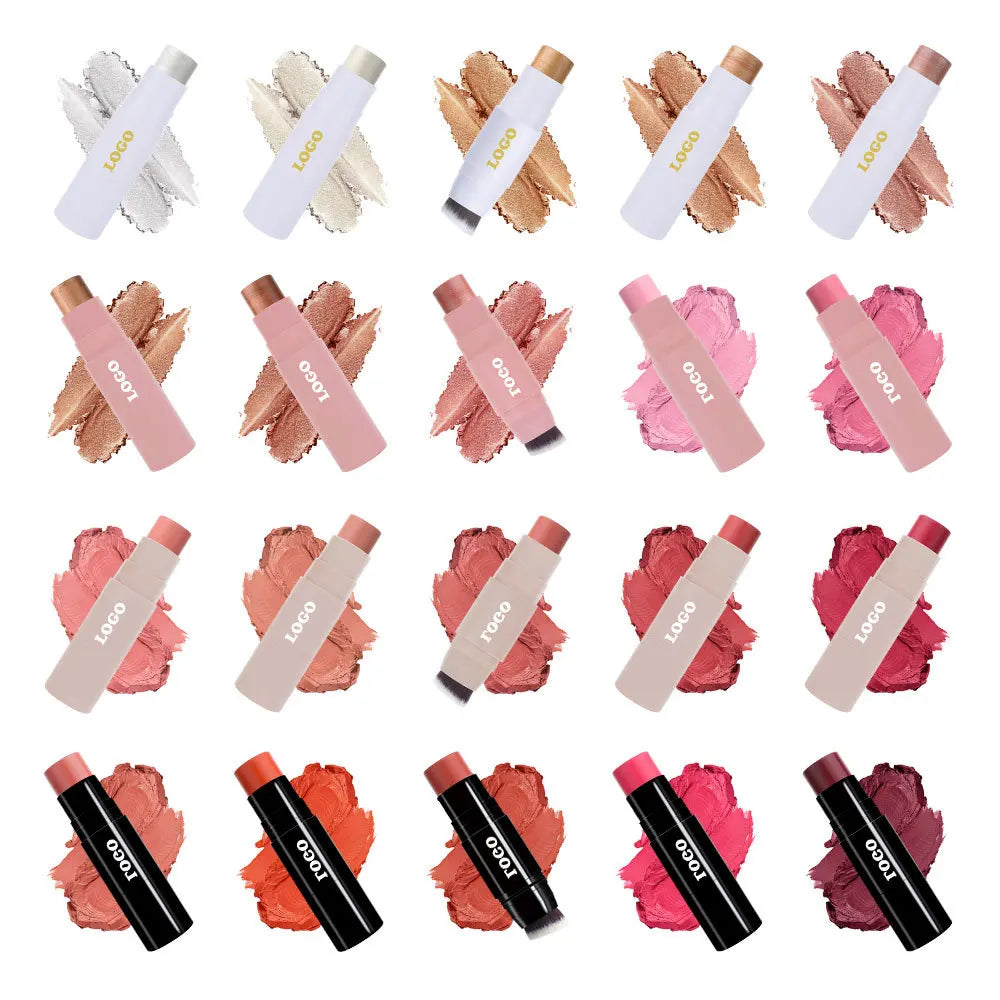 Cosmetics Bronzer Highlighters Manufactures Pink Black White Makeup Stick Face Highlighter Glitter Creamy Blush Print Logo Vue