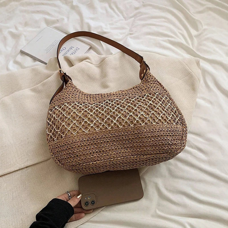 Summer Straw Weaving Shoulder Bag Large Capacity Crochet Beach