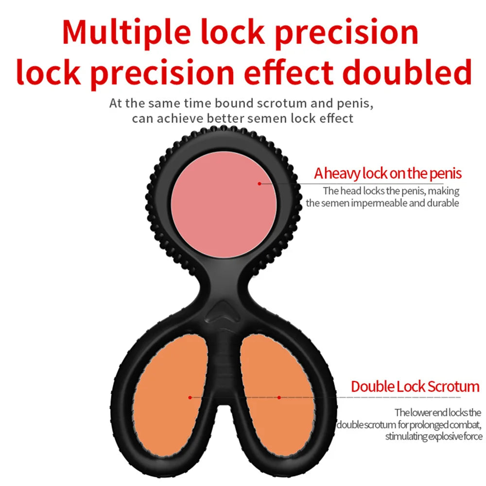 Reusable Adjustable Silicone Locking Ring Scrotum Fixed Wearable Protective Sleeve Intimate Training Tool for Adult Men Vue