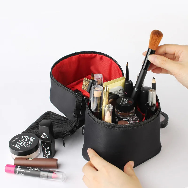 Travel Barrel Shaped Makeup Organizer Female Cosmetic Toiletry Wash Zipper Pouch Women's Trip Make Up Box Accessories Supplies Vue