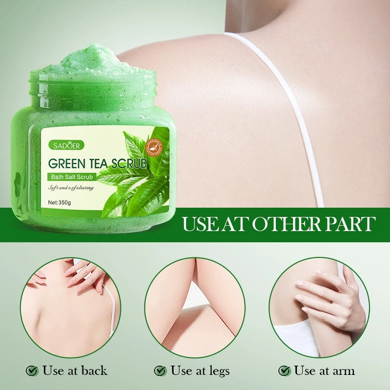 350g Green Tea Body Scrub, Gentle and Fragrant, Removes Dead Skin Cells, for Use in the Shower Vue