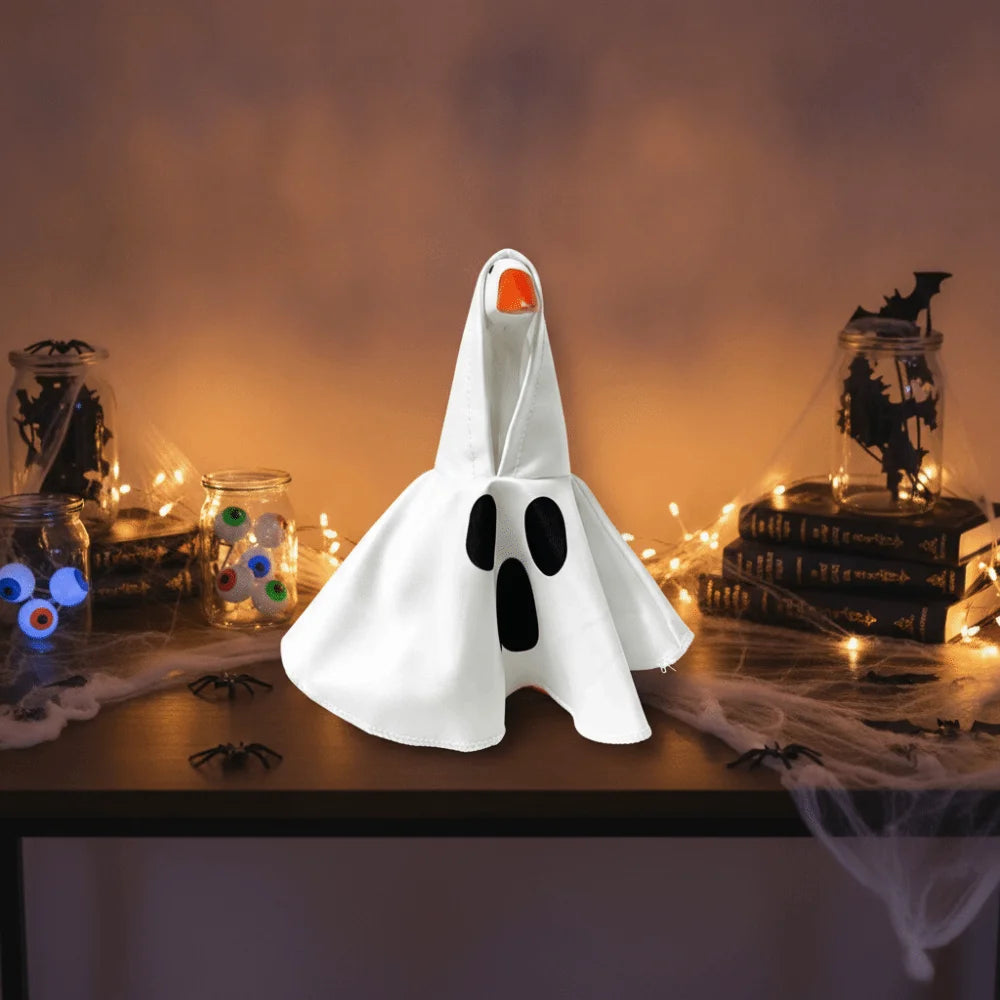 Ghost Shape Desktop Goose Costume Pure Pink Soft Fabric Mini Statue Clothing Face Print Lightweight White Ghost Cloak Vue