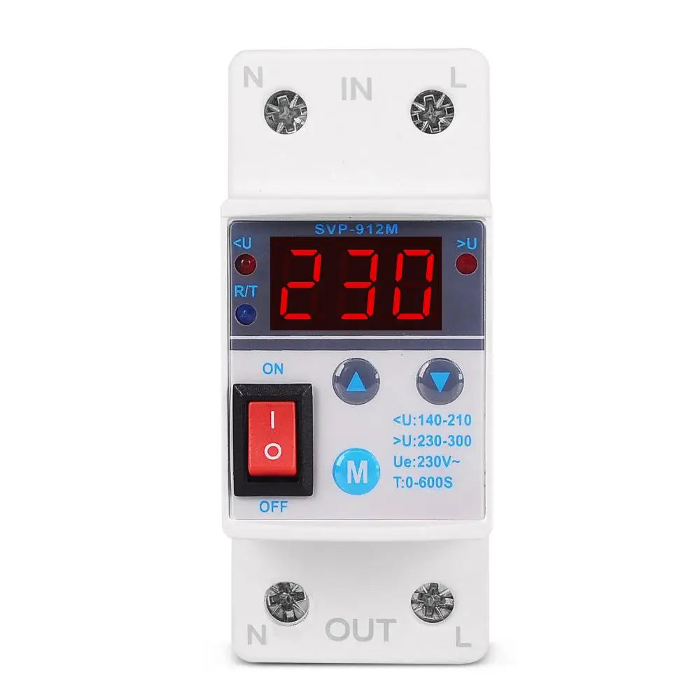 SVP-912M AC230V 40A 50/60Hz Adjustable Self-resetting Intelligent Over-voltage And Under-voltage Protector With Manual Switch Vue