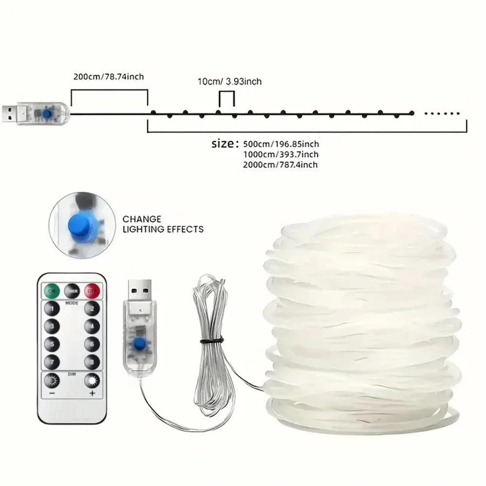 1PC LED 8-mode USB tube light,commercial street light with remote control,used for tree,party,decorative atmosphere lights ﻿ Vue