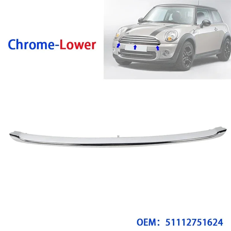 1/2pcs Car Front Bumper Grill Trim Strip Chrome Plated / Black Bumper Grille Trim for BMW MINI Copper R55 R56 R57 2007-2015 Vue