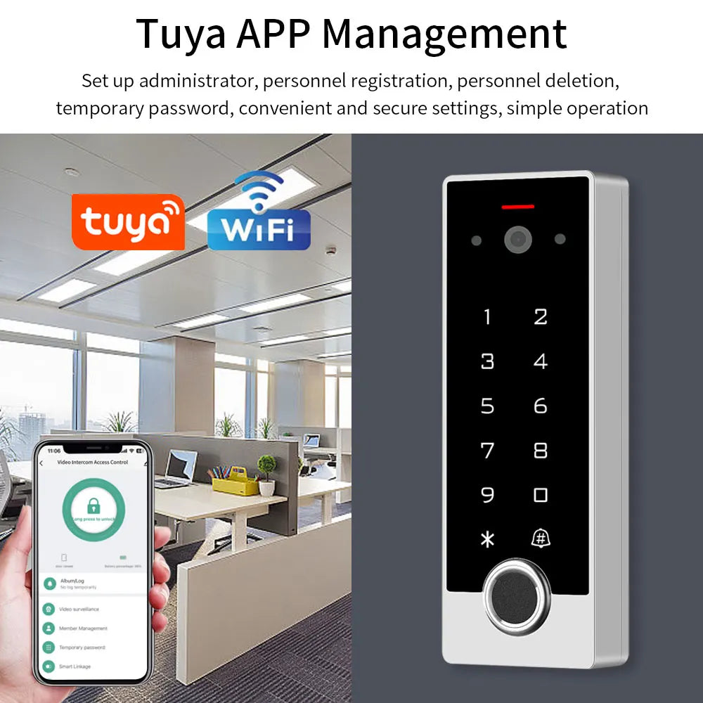 1080P Tuya Video Intercom for Home Access Control System Wifi fingerprint Access Keypad Door Opener and Intercom without monitor Vue