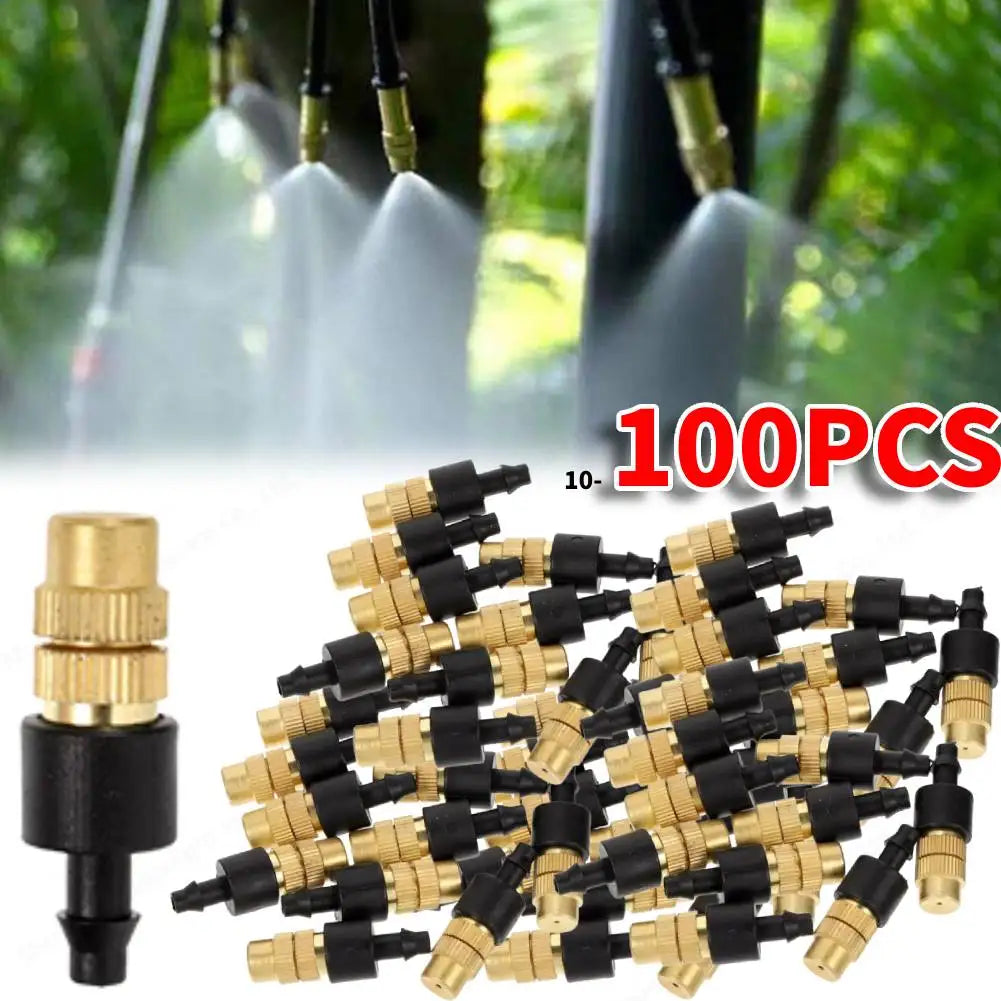100-10PCS Outdoor Misting Cooling System Garden Irrigation Watering 4/7PVC Atomizer Nozzles Adjustable Garden Sprinklers Head Vue