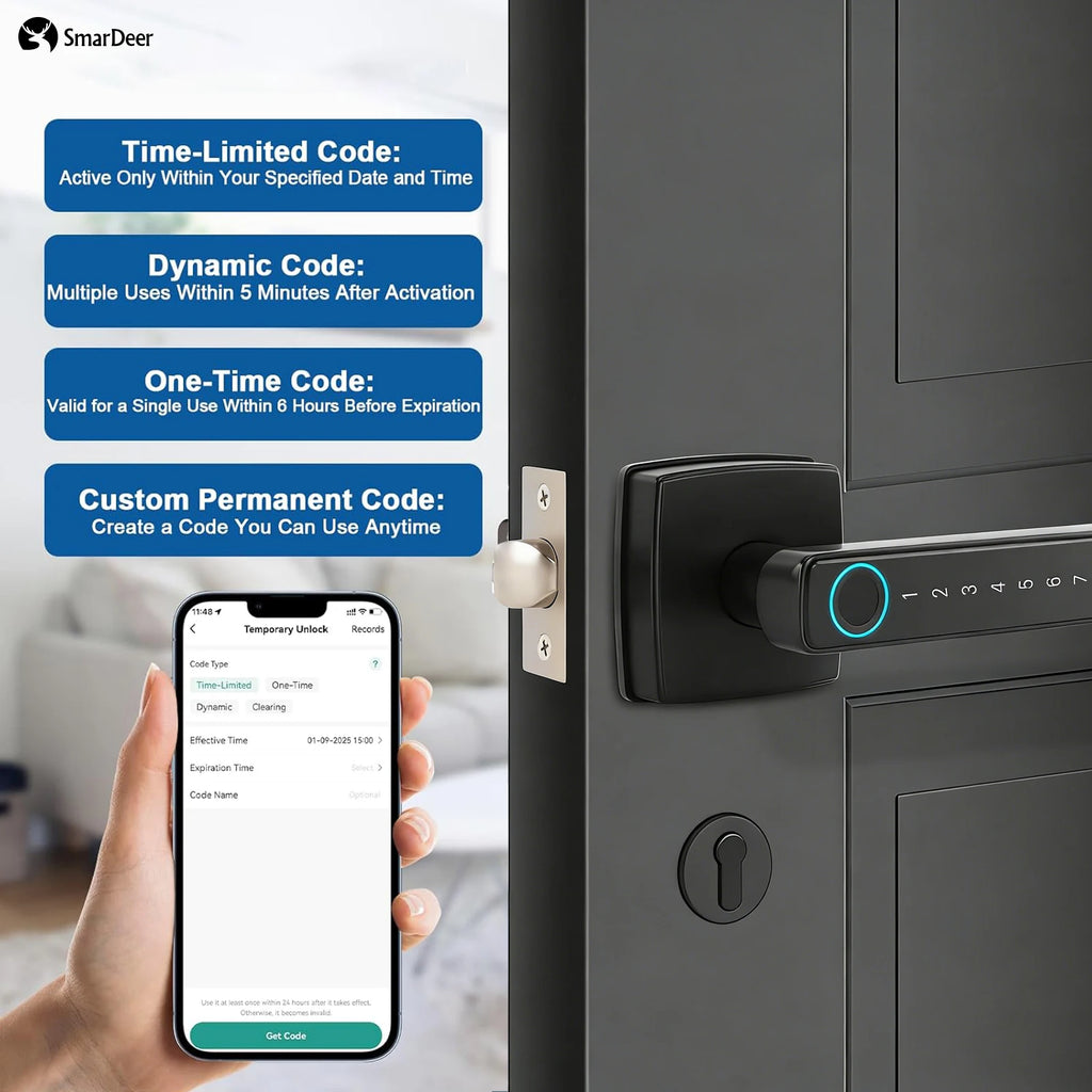 SmarDeer Electronic lock for Tuya Smart Lock Bluetooth Fingerprint Lock SmartLife Home Automation System Supports Hotel Office Vue