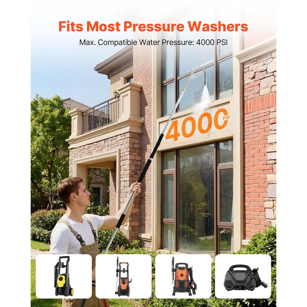 SucceBuy 9 FT Telescoping Pressure Washer Wand – 7 Nozzles Pressure Washer Wand Vue
