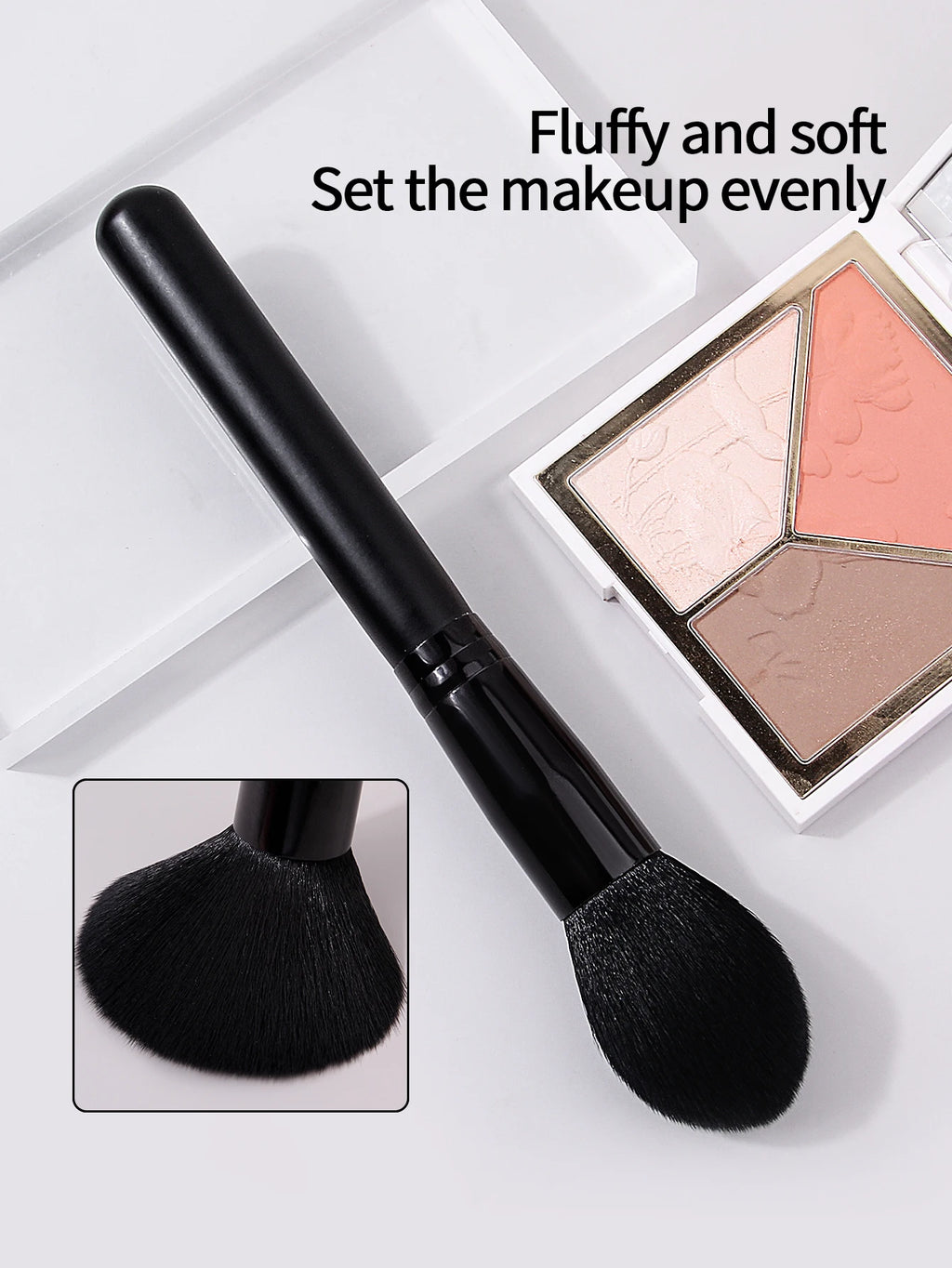 1PC Black Makeup Brush Soft Fluffy Loose Powder Brushes Multifunctional Foundation Brush Highlighter Blush Brush Beauty Tool Vue
