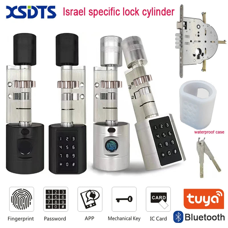 Israel-only Tuya APP Fingerprint Cylinder Electronic Smart Door Lock Digital Keypad Code Key Card Remote Control Home Apartment Vue