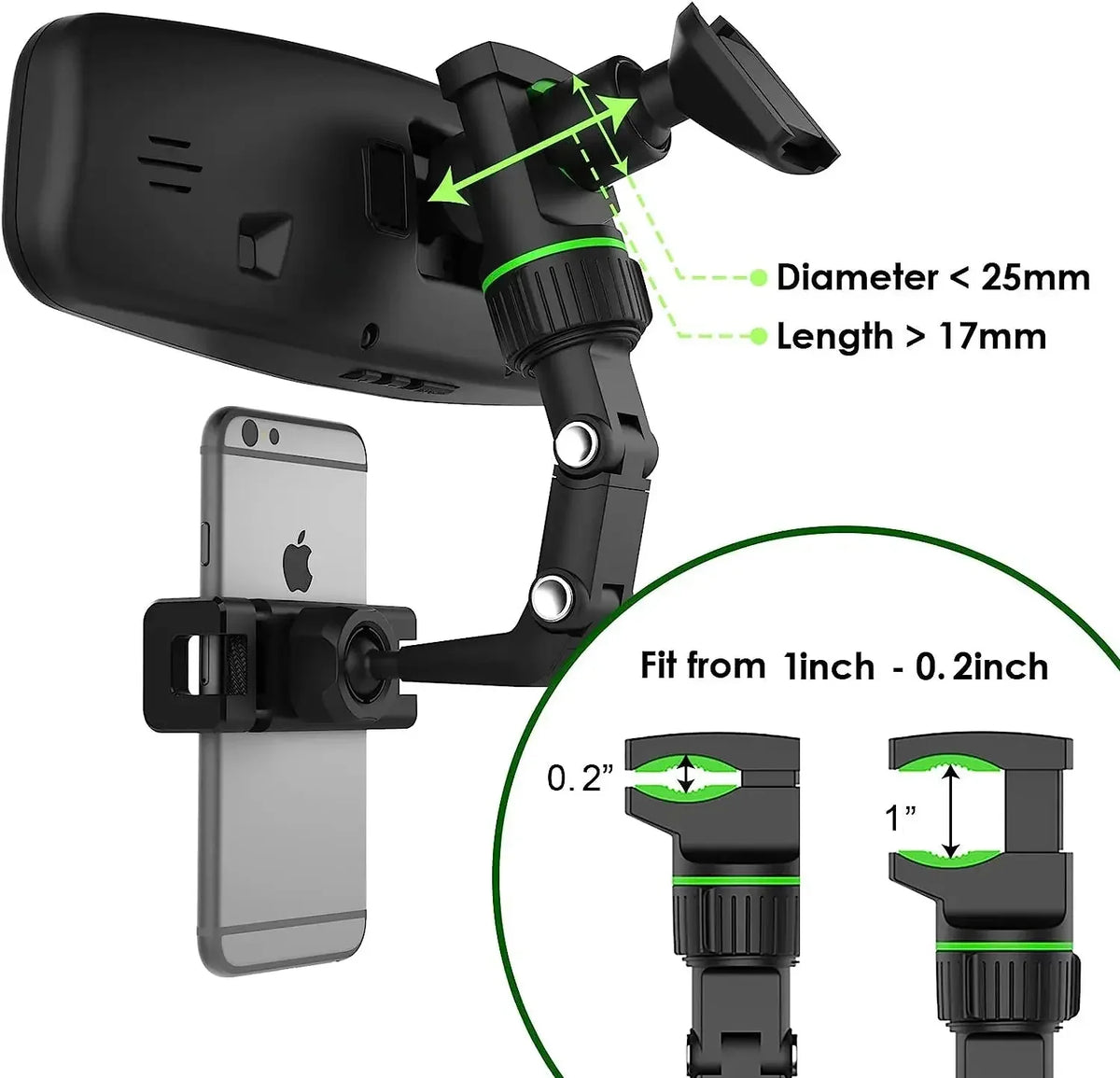 Universal Car Phone Holder Multifunctional 360 Degree Rotatable Auto Rearview Mirror Seat Hanging Clip Bracket Cell Phone Holder Vue