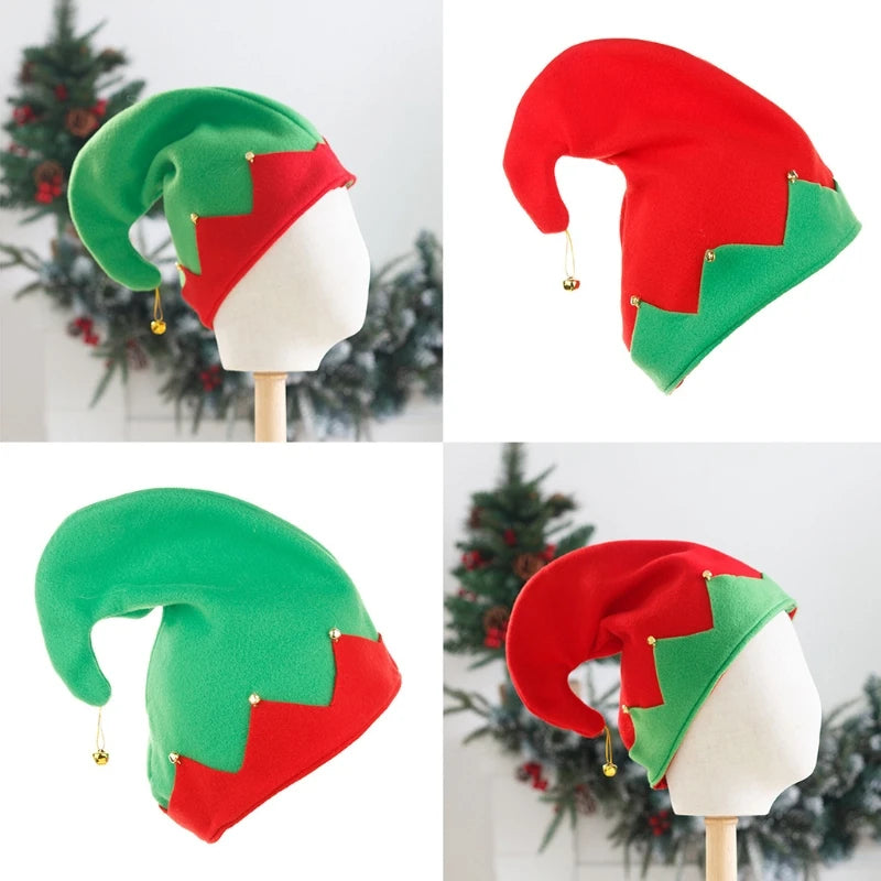 Kids Plush Elf Hat with Bell – Christmas Santa Helper Cap Kids Holiday Hat Vue