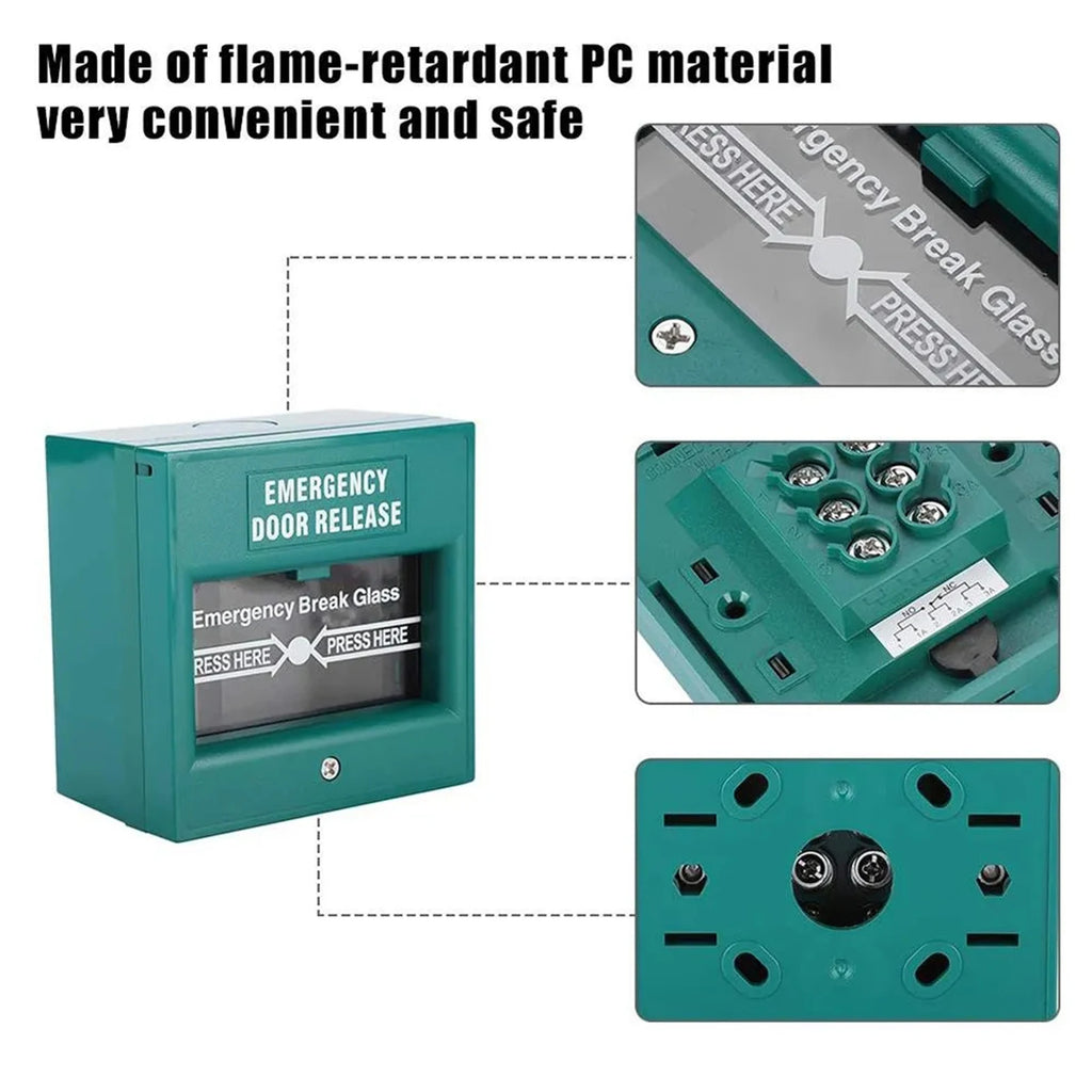 Emergency Door Release Glass Break Alarm Button Fire Alarm Swtich Break Glass Exit Release Switch Vue