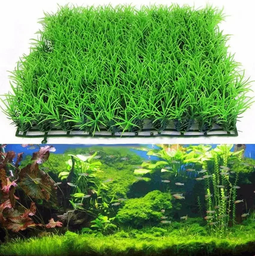 2pcs rtificial Grass Lawn Aquarium Fish Tank Decoration Synthetic Turf Rug Terrarium Landscape Fake Grass Patch Plant acuario Vue