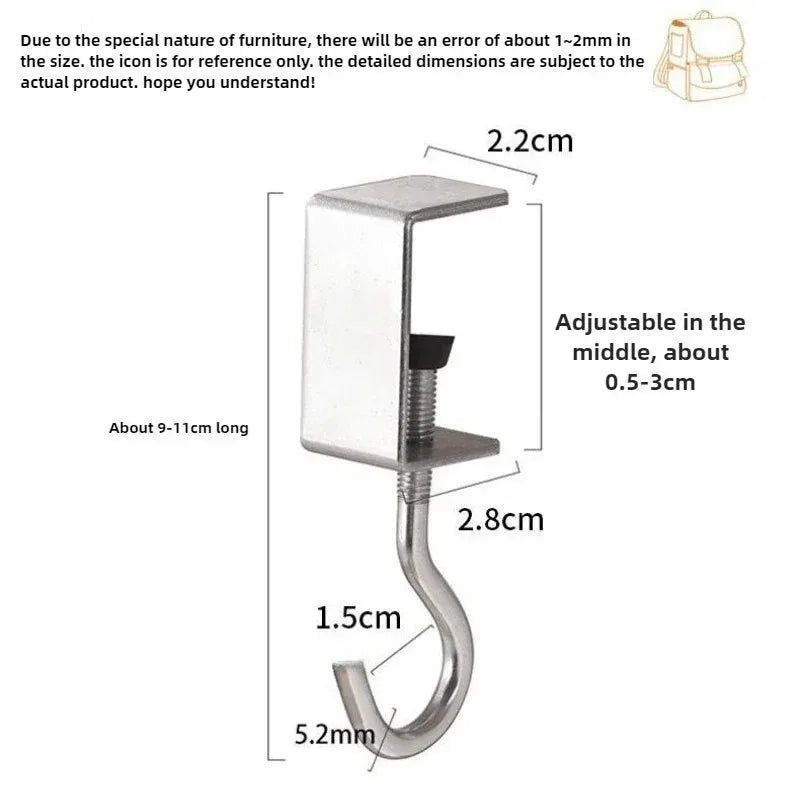 1-50PCS 360° Rotatable Hook Adjustable No Drill Mount for Wall and Desk Heavy Duty Backpack Hanger Portable Dorm Organizer Vue