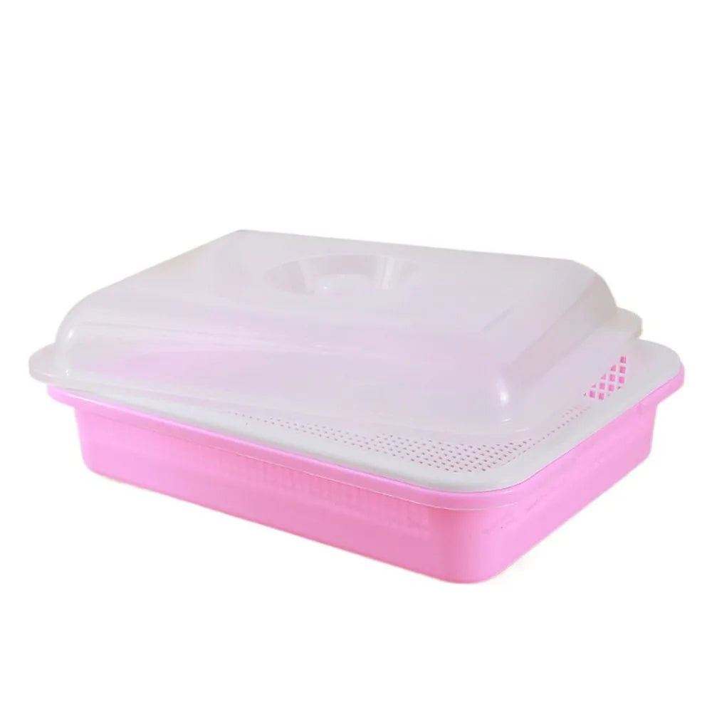 1 Set Hydroponic Plant Germination Trays Double Layer with Lid Sprouting Tray Household Insulation Nursery Plate for Microgreens Vue Pink