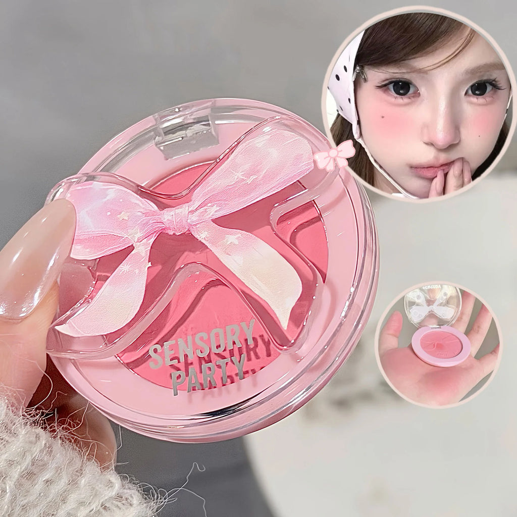 Monochrome Face Blush Palette Longlasting Waterproof Pink Pressed Powder Matte Blush for Contouring Cheeks Travel Cosmetics Vue