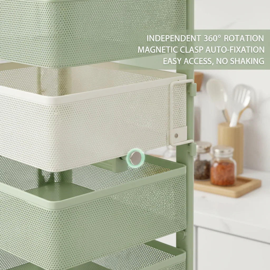 5-Tier Rotating Kitchen Storage Rack | 360° Swivel Baskets Rotating Storage Rack Vue