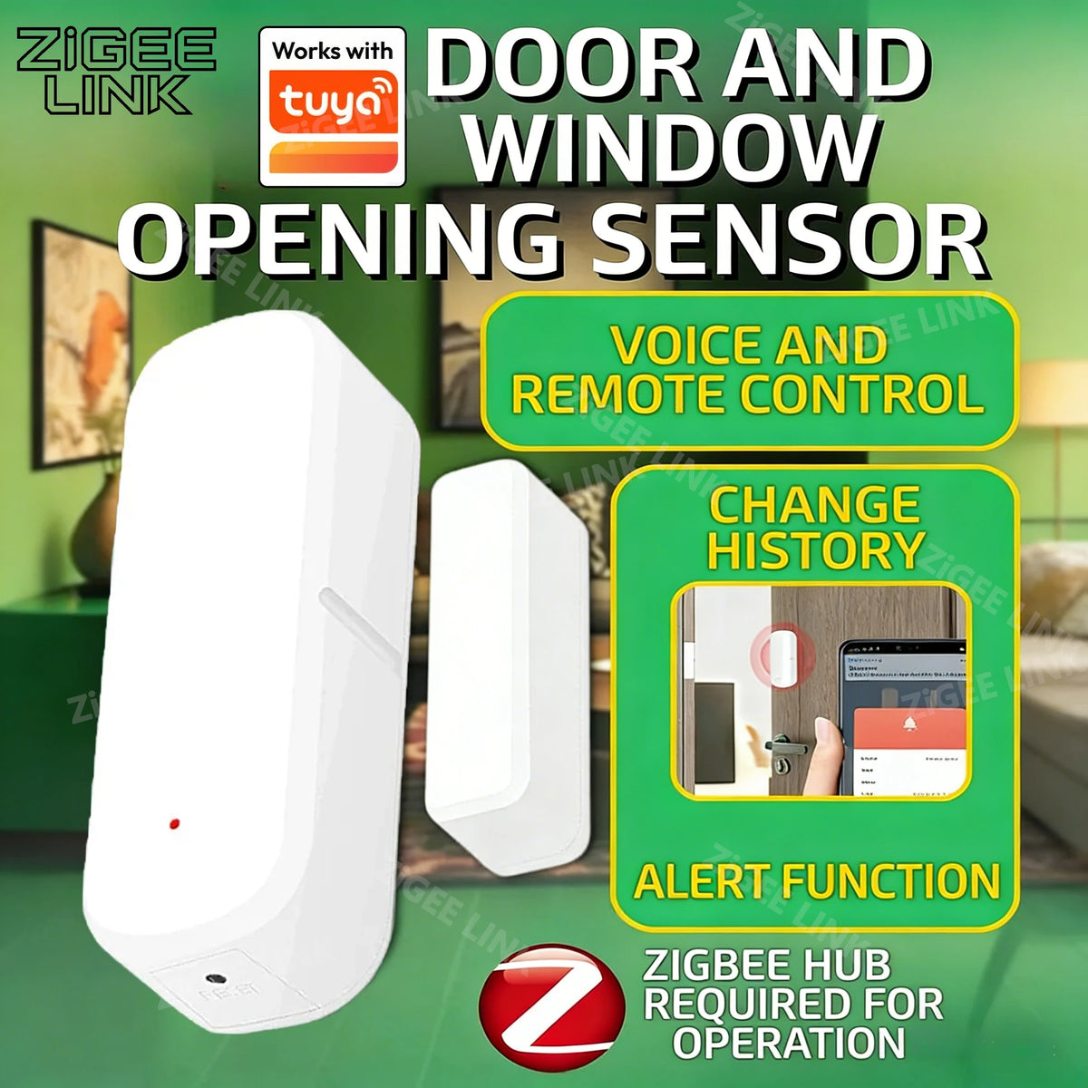 Zigbee Smart Door Sensor Garage Door Window Open/Closed Detectors Smart Life APP Remote Control Via Tuya Alexa Google Home Vue