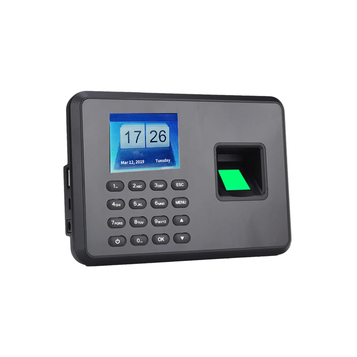 Intelligent Biometric Fingerprint Password Attendance Machine Employee Checking-in Recorder 2.4 inch LCD Screen DC 5V Time Atten Vue black 220V-240V EU Plug