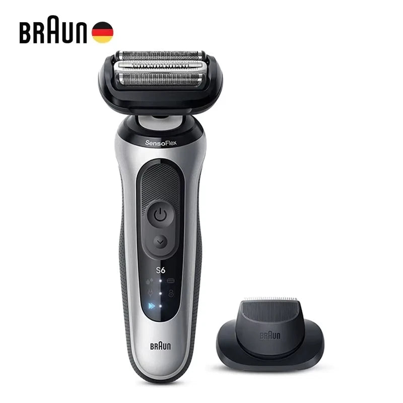 Braun Series 6 Pro Electric Shaver 62-S1200s for Men Wet and Dry Razor Turbo Gentle Shaving Modes with Precision Trimmer Pouch Vue