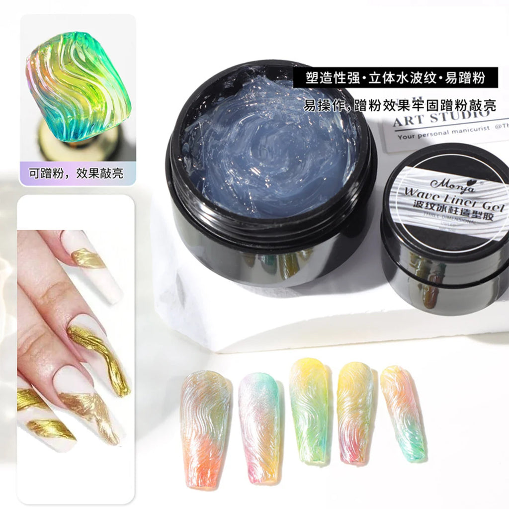 1pc 3D transparent nail gel painting gel nail polish with chrome nail powder for nail enhancement carving art creation DIY Vue