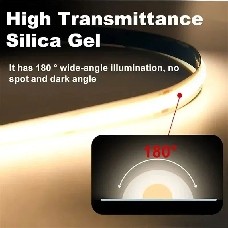 COB LED Strip Light 5V USB Hand Sweep Sensor Switch&Push Switch 1M 2M 3M Tape Lamp Dimmable Flexible Lights For Room Lightings Vue