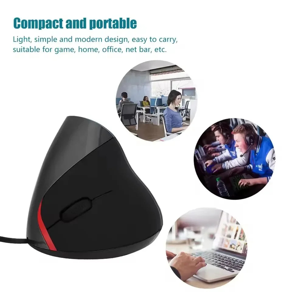 1600DPI USB Vertical Wired Mouse Ergonomic Design Wrist Rest Gaming Mice for PC Laptop Mouse for Computer Vue