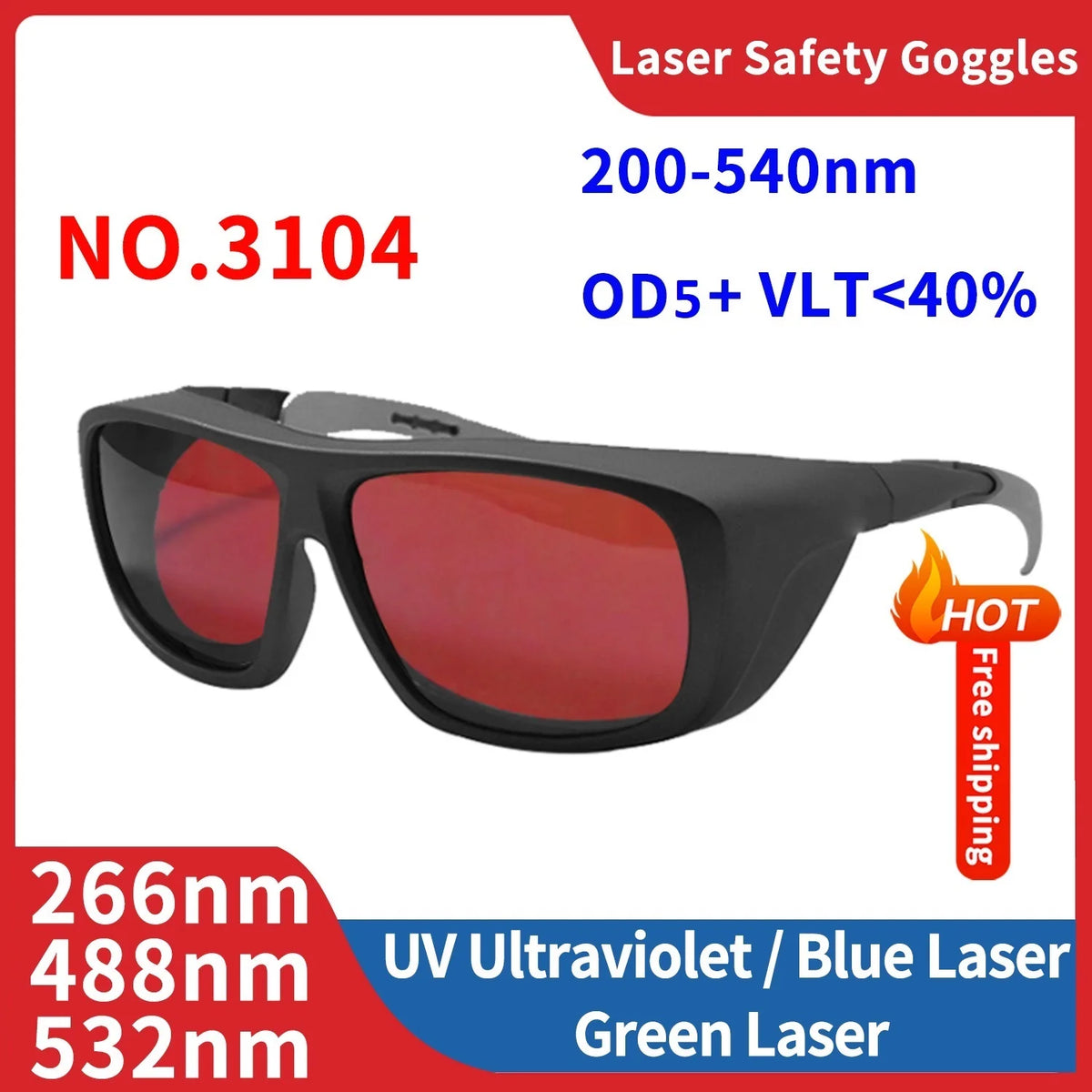 Laser Glasses Protection X Rays Safety Goggle Eye Protective UV IPI IR IPL FPV 200-2000nm 1064 532nm All Wavelength Hair Removal Vue 3104
