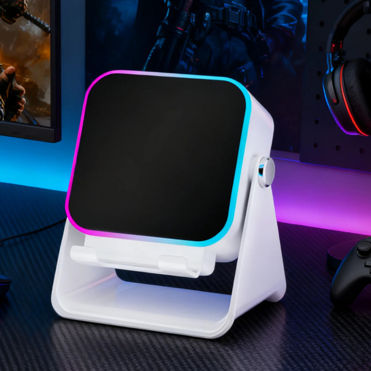5 In 1 Auto-induction Wireless Induction Speaker Foldable with Light Phone Speaker Stand Portable 10W Induction Speaker frame Vue
