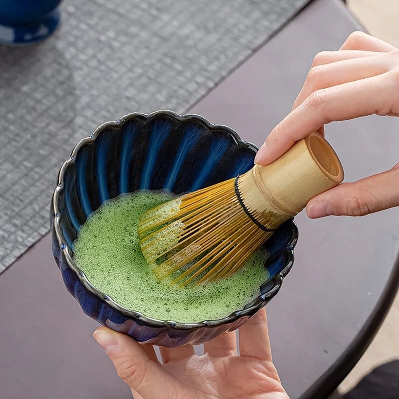 6Pcs/set Matcha Whisk Scoop and Holder Matcha Bowl with Strainer Japanese Matcha Ceremony Accessory Vue