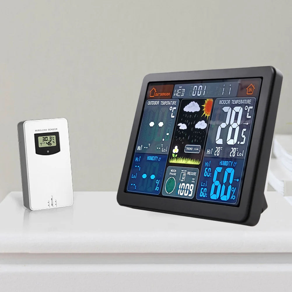 Digital Color Weather Station Clock & Wireless Thermometer Weather Station Clock Vue