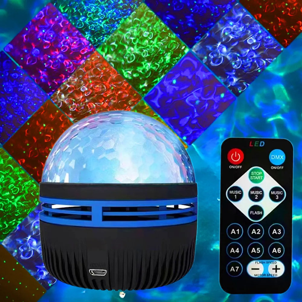 USB Galaxy Projector Aurora 5V Night Light 360° Rotating GB Colorful NightLights with Remote Control for Home Theater Room Deco Vue