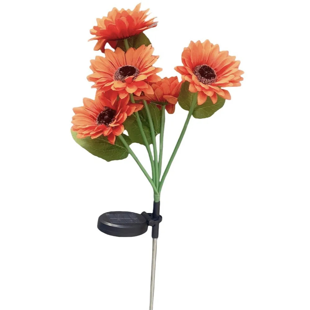Pink Sunflower Solar-Powered LED Yard Lights Garden Decor Lamp Waterproof Outdoor Floral Ambiance Lawn Lighting 1063 Vue