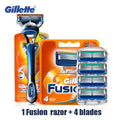 Original Gillette Fusion Razor for Men Face Hair Beard Shaving Manual Shaver Cassettes Replacement Razor Heads 5 Layers Blades Vue 1holder 4blade