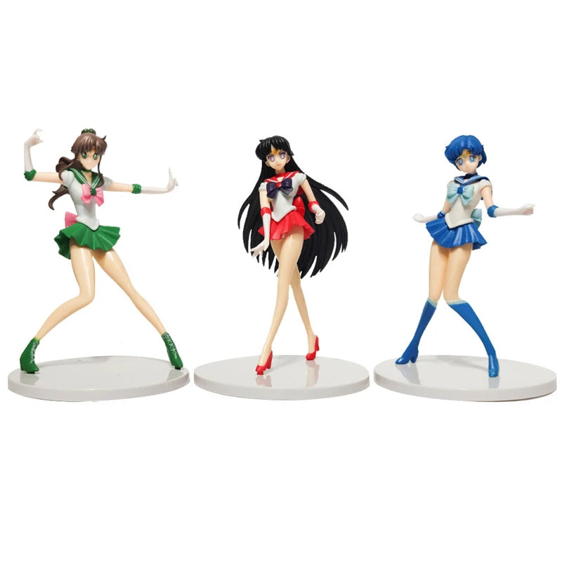 5pcs/set Anime Figure Sailor Moon Cute Mizuno Ami Tsukino Usagi Hino Rei Aino Minako Action Figure PVC Model Doll Christmas Gif Vue