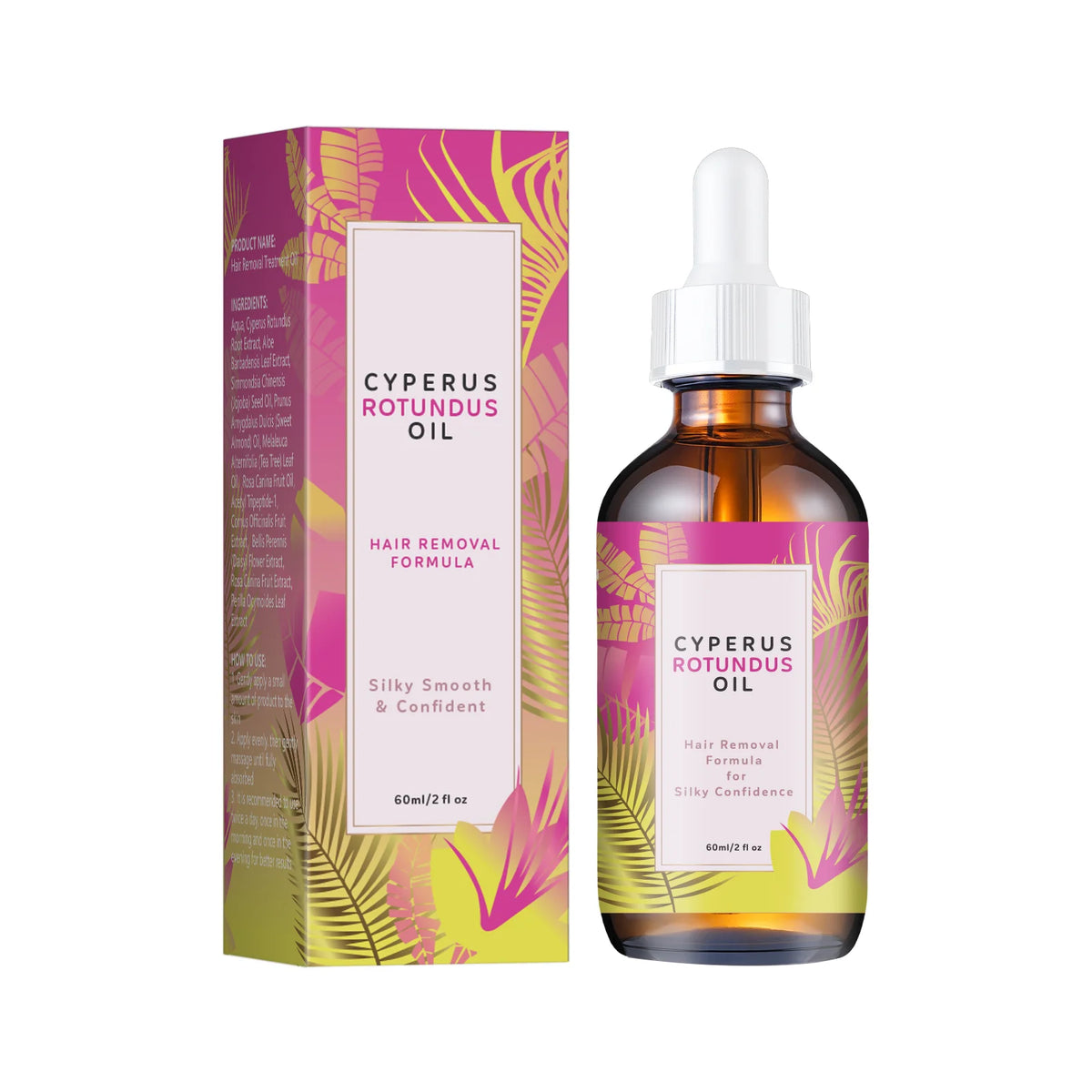 Hair Removal Oil 60ml Natural Hair Inhibitor with Jojoba Almond Oil Gentle Formula for Smooth Skin All Skin Types Vue 60ml