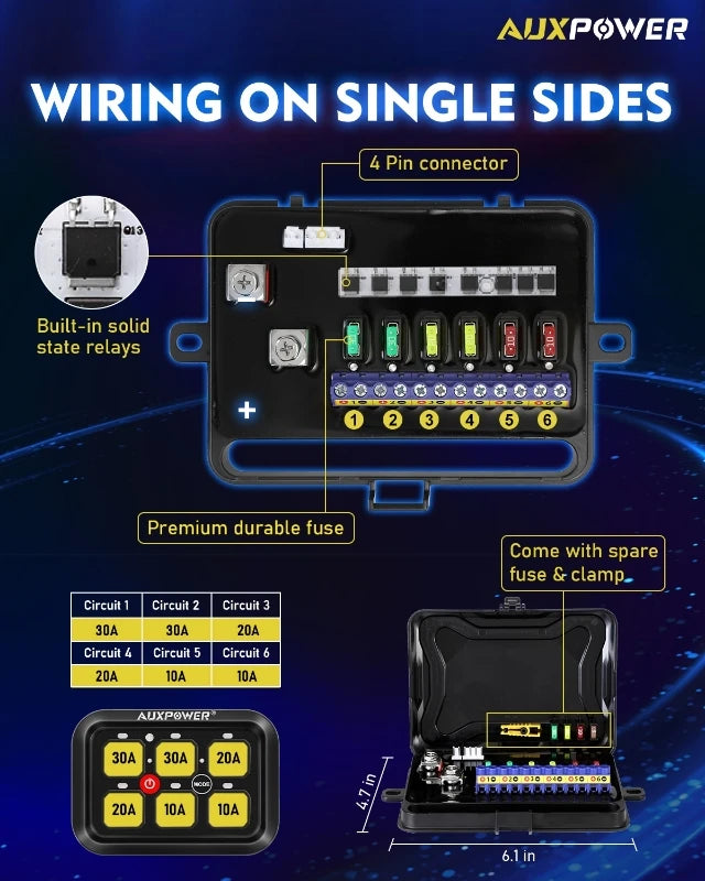 RGB 6 Gang Switch Panel 12V 24V LED Background Light On-off Switch Controller For Car ATV Boat (without app) Vue
