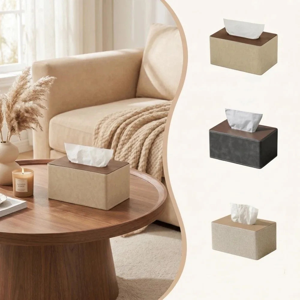 Simple Leather Tissue Boxes Multifunctional Minimalist Paper Organizer Modern Nordic Luxury Napkin Holder Coffee Table Vue