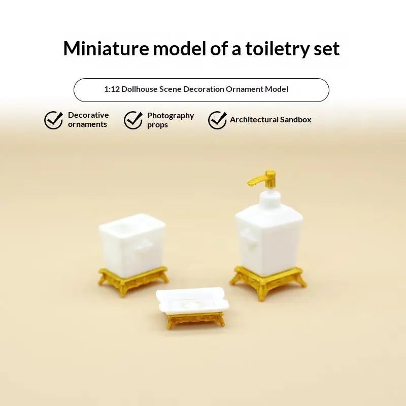 Mini Dollhouse 1 12 Scale Toothbrush Holder Set 1 3Pcs Creative Bathroom Accessories for Pretend Play Home Vue