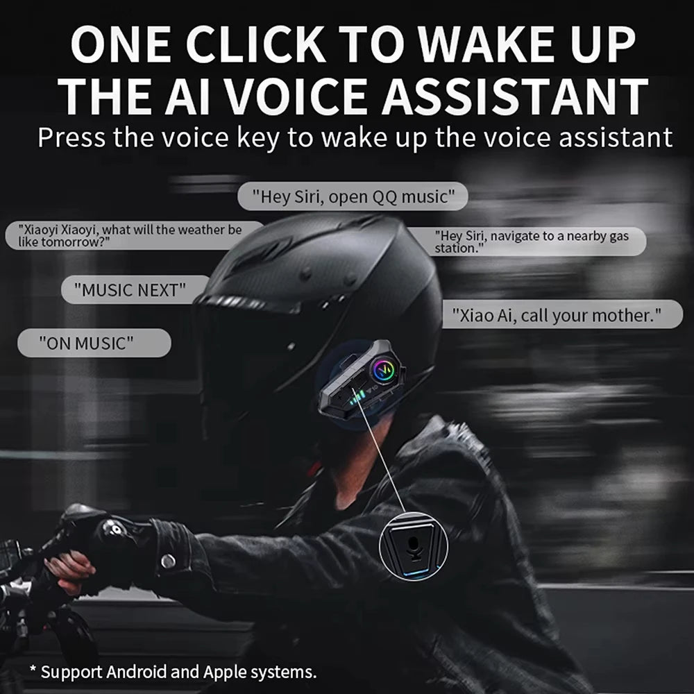 Bluetooth 5.3 Headset Wireless Helmet 2000Mah Ultra Long Standby Hands-Free Waterproof Mp3 Player Speaker Motorcycle Phone Kit Vue