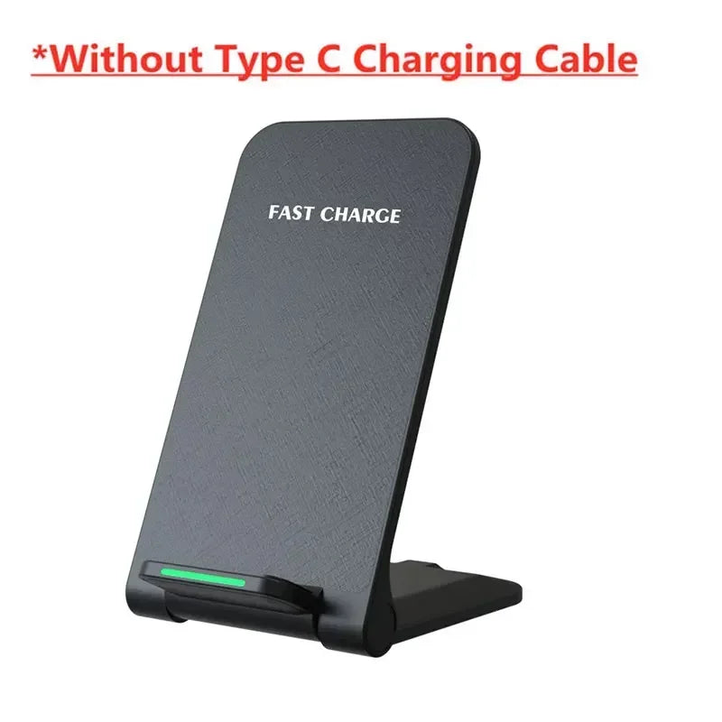 Foldable 30W Wireless Charger Stand Pad For iPhone 16 15 14 13 12 Pro X XS 8 Samsung Xiaomi Induction Fast Charging Dock Station Vue black
