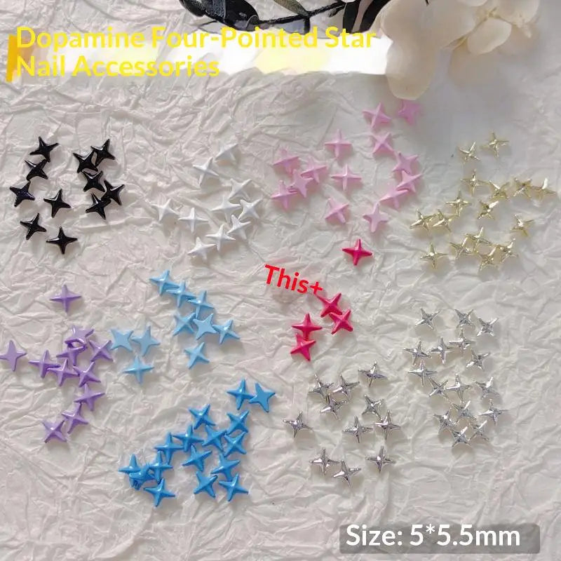 Lovely 10 PCS Four-pointed Star Nail Charms for Girls Perfect for Artistic Mani Pedi at Home or Salon Vue