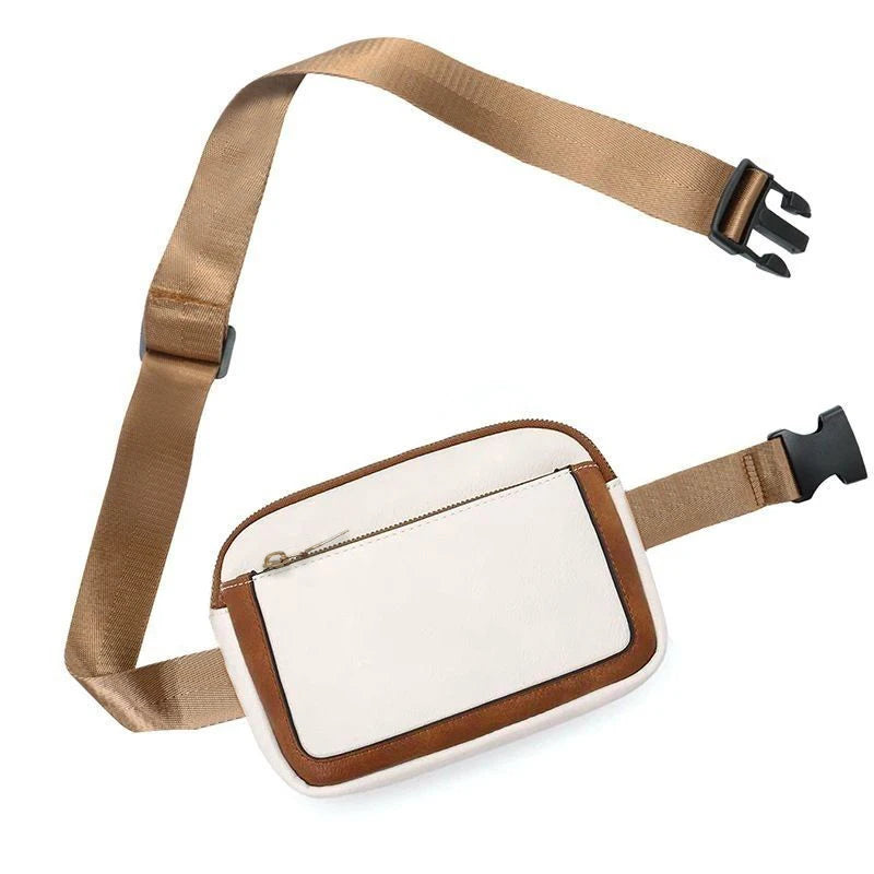 Breathable Mini Motorcycle Waist Bag Contrast Edge Crossbody Sling Vue BJ208off-white