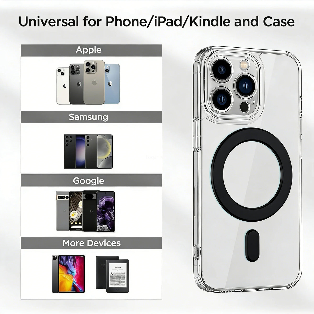Magnetic Ring Sticker - Magsafe Compatible, Universal Adapter for iPhone 16-12 Series, Samsung Galaxy, Pixel & Phone Cases Vue