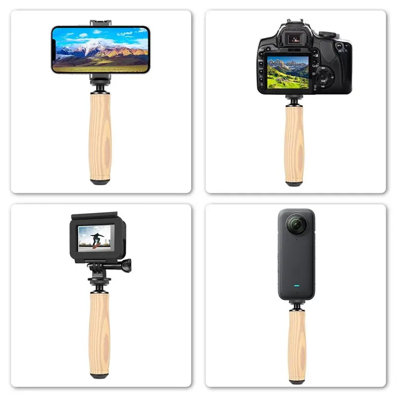 Hot-Wooden Handle Camera Grip Stabilizer Handgrip With 1/4 Inch Screw Port Universal DSLR Mirrorless Cage Side Handle Vue