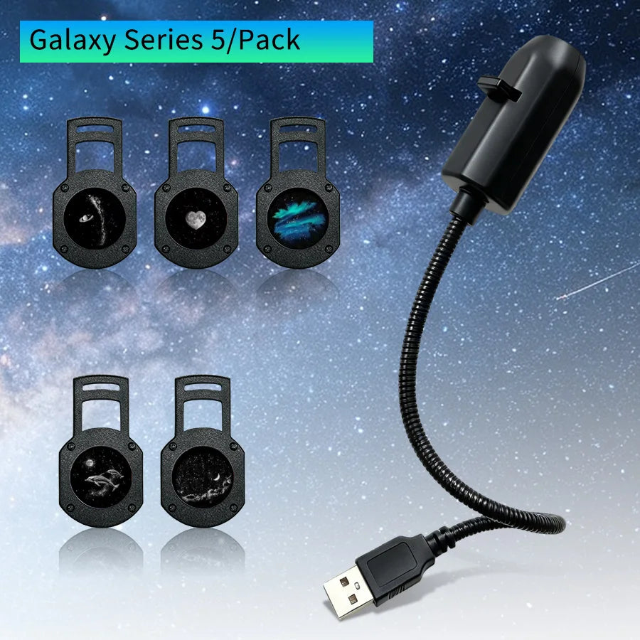 360°Adjustable Galaxy Projector USB Star Planet Slides Gooseneck Night Light Car Bedroom Ceiling Astronaut Decoration Home Decor Vue Galaxy series